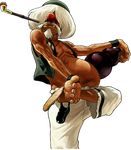 big_belly capri_pants chin_gentsai facial_hair goatee gourd hair_over_eyes kiseru male_focus muscle mustache official_art ogura_eisuke old_man pants pipe red_nose sandals shirtless single_tooth solo standing standing_on_one_leg tan the_king_of_fighters the_king_of_fighters_xii toes vest white_hair wristband 