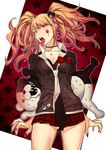  bad_id bad_pixiv_id blonde_hair blood blue_eyes breasts cleavage danganronpa danganronpa_1 enoshima_junko hair_ornament highres large_breasts long_hair monokuma nail_polish rururara spoilers tongue twintails 