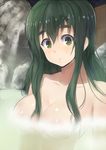  bad_id bad_pixiv_id blush breasts green_eyes green_hair kanden_suki large_breasts long_hair looking_at_viewer mutsu_honoka nude onsen smile solo tokurei_sochi_dantai_stella_jogakuin_c3_bu 