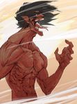  black_hair monster monster_boy muscle nude open_mouth rogue_titan saliva shingeki_no_kyojin simple_background solo steam 