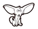  big_ears canine cross-eyed cute fennec feral fox line_art mammal monochrome plain_background rarewarerat sitting solo white_background 
