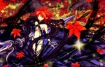  1girl autumn dragon_nest highres leaf leaves maoh red_eyes red_hair short_hair ulquiorra0 weapon 
