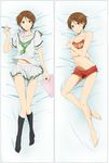  absurdres aida_riko barefoot bed blush brown_eyes brown_hair dakimakura highres kuroko_no_basuke multiple_views pencil rumia_(compacthuman) school_uniform short_hair skirt whistle 