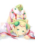  blonde_hair byte_(allbyte) chinese_clothes green_eyes long_hair meimei_(p&amp;d) puzzle_&amp;_dragons snake solo turtle_shell 
