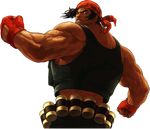  bandana belt brown_hair clenched_hands explosive fingerless_gloves from_behind gloves grenade load_bearing_vest male_focus muscle official_art ogura_eisuke ralf_jones solo tan the_king_of_fighters the_king_of_fighters_xii 
