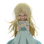  absurdres blonde_hair bloom blush clenched_hands closed_eyes crying hands_on_own_chest highres kyoushuu_sakusen_(vocaloid) long_hair marirero_a solo tears transparent_background 