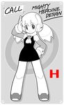 call_(mighty_no._9) call_h greyscale komaki_shinsuke mighty_no._9 miniskirt monochrome official_art robot robot_ears robot_joints skirt solo twintails 