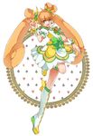 bad_proportions boots bow brooch brown_hair choker cure_rosetta curly_hair dokidoki!_precure double_bun dress earrings flower full_body hair_flower hair_ornament hair_ribbon jewelry knee_boots long_hair magical_girl mya_knk precure ribbon smile solo standing standing_on_one_leg twintails wrist_cuffs yellow_eyes yotsuba_alice 