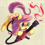  &lt;3 blush cutie_mark english_text equine female feral fluttershy_(mlp) friendship_is_magic fur green_eyes hair horse long_hair mammal medic medic_(team_fortress_2) my_little_pony open_mouth pegasus pink_hair pony solo space-kid team_fortress_2 text tongue video_games weapon wings yellow_fur 