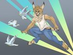  caracal eyewear feline geek glasses kitt-n-valentine leaping lynx male mammal qwertydragon 