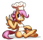  anthrofied apron bottomless breasts chef's_hat equine female food friendship_is_magic hair horse looking_at_viewer mammal my_little_pony pegasus plain_background purple_eyes purple_hair scootaloo_(mlp) sitting smile solo tg-0 white_background wings young 