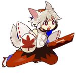  animal_ears damenaito hat inubashiri_momiji open_mouth purple_eyes shield short_hair sword tail tokin_hat touhou weapon white_hair wolf_ears wolf_tail 