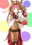  bird brown_eyes cross crystal_defenders highres hood horns horus_(p&amp;d) okeriba puzzle_&amp;_dragons ranger_(p&amp;d) red_hair tail 