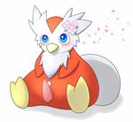  barefoot beak bird blue_eyes blush cloaca cute delibird erection flower fur genital_vent kento0 male nintendo nude penis pink_penis plain_background plant pok&#233;mon pok&eacute;mon shadow shiny sitting solo unknown_artist video_games white_background white_fur 