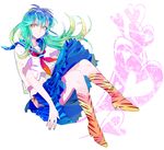  animal_print bad_id bad_pixiv_id bangs blonde_hair blue_hair boots chain floating full_body funpjinju gradient_hair green_hair green_nails heart horns legs_folded long_hair looking_at_viewer lum midriff multicolored_hair nail_polish navel oni orange_eyes pleated_skirt sailor_collar_lift school_uniform serafuku simple_background skirt smile solo tiger_print unzipped urusei_yatsura 