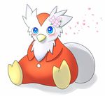  avian barefoot beak bird blue_eyes blush cute delibird flower fur kento0 nintendo nude plain_background plant pok&#233;mon pok&eacute;mon shadow shiny sitting solo unknown_artist video_games white_background white_fur 