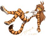  breasts brown_hair chest_tuft edit feline female flora_(twokinds) fritz fur hair keidran looking_at_viewer lying mammal nipples nude on_back paws plain_background pregnant solo stripes tiger tom_fischbach tuft twokinds white_background 