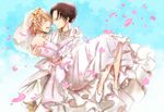  petals petra_ral ren_(palette) rivaille shingeki_no_kyojin wedding_dress 