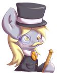 alpha_channel amber_eyes blonde_hair cane clothing derp_eyes derpy_hooves_(mlp) equine eyewear facial_hair female feral friendship_is_magic fur grey_fur hair hat horse long_hair mammal monocle mustache my_little_pony pegasus plain_background pony solo suite top_hat transparent_background wings yellow_eyes 