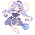  blue_hair furui_suguri hands_clasped hat hoshino_yumemi long_hair own_hands_together planetarian ribbon twintails 