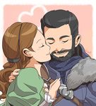  1girl assassin's_creed:_revelations assassin's_creed_(series) bad_id bad_pixiv_id beard black_hair brown_hair closed_eyes ezio_auditore_da_firenze facial_hair heart hinoe_(dd_works) kiss long_hair smile sofia_sartor 