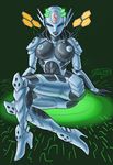  alien blue_sclera breasts cyborg female fembot grey_nipples grriva high_heels lips machine mechanical robot yellow_eyes 