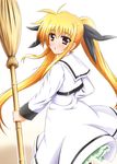  blonde_hair broom diesel-turbo fate_testarossa long_hair lyrical_nanoha red_eyes school_uniform solo twintails 