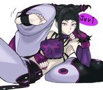  baggy_pants bare_shoulders barefoot black_hair bracelet breasts character_name detached_sleeves feet fingerless_gloves gloves halter_top halterneck han_juri highres jewelry leg_lift looking_at_viewer midriff nail_polish pants pillow pointy_hair purple_eyes reclining short_hair short_twintails sideboob sidelocks soles solo spiked_bracelet spikes street_fighter street_fighter_iv_(series) tetsu_(kimuchi) toeless_legwear toes twintails yin_yang 