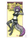  anthro bed canine clothed clothing female jess_(teckly) kacey lingerie mammal pinup pose skimpy solo wolf 