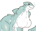  amad_no_moto blush breasts female fish grin looking_at_viewer marine nipples nude raised_tail scar scar_(marking) shark solo wide_hips 