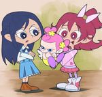  :d ai-chan_(dokidoki!_precure) aida_mana baby blue_eyes blue_hair crossed_arms dokidoki!_precure half_updo hishikawa_rikka long_hair masaru-san multiple_girls open_mouth pink_eyes pink_hair precure short_hair smile standing 