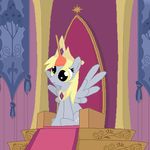  animated blink blinking crown cute cutie_mark derp_eyes derpy_hooves_(mlp) equine female feral friendship_is_magic gold horse mammal my_little_pony necklace pegasus plunger pony sitting solo throne tomdantherock wings yellow_eyes 