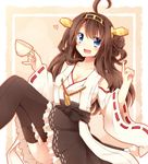  bad_id bad_pixiv_id bare_shoulders black_legwear blue_eyes blush boots breasts brown_hair cleavage cup detached_sleeves double_bun frilled_skirt frills fuuen_(akagaminanoka) hair_ornament hairband headgear japanese_clothes kantai_collection kongou_(kantai_collection) long_hair medium_breasts nontraditional_miko open_mouth ribbon-trimmed_sleeves ribbon_trim sitting skirt smile solo teacup thigh_boots thighhighs wide_sleeves 