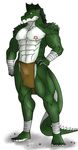  abs anthro bandage biceps big_muscles bulge claws clothing dragon everquest green_skin grin hentist horn iksar loincloth looking_at_viewer male muscles pecs plain_background pose reptile scales scalie smile solo ssvanti standing tattoo toe_claws toned topless video_games white_background white_skin 