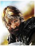  armor beard black_eyes brown_hair c._m._kruger cyberpunk cyborg elysium_(movie) facial_hair highres manly motion_blur realistic science_fiction soldier vest 