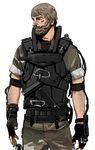  armor bad_id bad_pixiv_id beard black_eyes brown_hair c._m._kruger cable camouflage cyberpunk cyborg elysium_(movie) facial_hair fingerless_gloves gloves knife macbeth_(artist) manly military military_uniform realistic science_fiction soldier uniform vest 