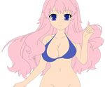  1girl absurdres baka_to_test_to_shoukanjuu bikini blue_eyes bottomless breasts busty hair_ornament hairclip highres himeji_mizuki legs long_hair navel photoshop pink_hair smile solo swimsuit thighs transparent_background vector_trace 