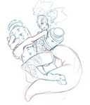  breasts butt female gecko horn lizard monochrome pocket_pussies pointy_ears reptile scalie scroll sketch small_breasts solo stockings twintails 