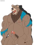 2013 abs anthro balls bear biceps big_muscles brown_fur canine chubby clothing cum erection facial_hair fur looking_at_viewer male maxime-jeanne muscles nipples nude open_mouth pecs penis pose ripped solo standing vein werebear yellow_eyes 