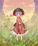  :d bag bowl bowl_hat flower full_moon grass hat japanese_clothes kimono mallet minigirl moon needle open_mouth purple_eyes purple_hair short_hair sleeves_past_wrists smile sukuna_shinmyoumaru toropp touhou wide_sleeves 