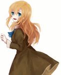  :d blonde_hair blue_eyes dress highres ib long_hair mary_(ib) open_mouth shiro_kunugi smile solo white_background 