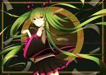  39 ameju_(yuzui) bad_id bad_pixiv_id detached_sleeves floating_hair green_hair hatsune_miku highres long_hair mousou_zei_(vocaloid) red_eyes skirt solo twintails very_long_hair vocaloid 