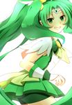  bad_id bad_pixiv_id bike_shorts cure_march green green_eyes green_hair green_shorts green_skirt highres long_hair looking_at_viewer magical_girl midorikawa_nao open_mouth ponytail precure shorts shorts_under_skirt simple_background skirt smile_precure! solo tiara very_long_hair white_background yuragiyura 