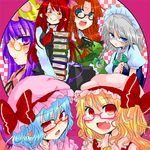  bespectacled book everyone flandre_scarlet glasses hong_meiling izayoi_sakuya koakuma multiple_girls patchouli_knowledge remilia_scarlet touhou 