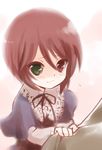  bad_id bad_pixiv_id brown_hair cling heterochromia ica rozen_maiden short_hair smile solo souseiseki sweatdrop 