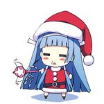  =_= bangs blunt_bangs chibi christmas hair_tubes kannagi long_hair murakami_suigun nagi santa_costume snot solo wand 