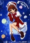  brown_eyes brown_hair christmas clannad dango_daikazoku fjx8606 furukawa_nagisa hat santa_costume santa_hat solo 