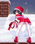  christmas highres kanata_daiki original santa_costume solo thighhighs zettai_ryouiki 
