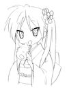  chocolate_cornet food greyscale highres hiiragi_kagami lineart lucky_star monochrome rei_(stella-leilei) solo 