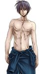  abs bad_id bad_pixiv_id blue_hair clannad male_focus noro_(king) okazaki_tomoya shirtless solo white_background 